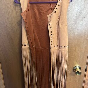 Faux Suede Fringe Vest